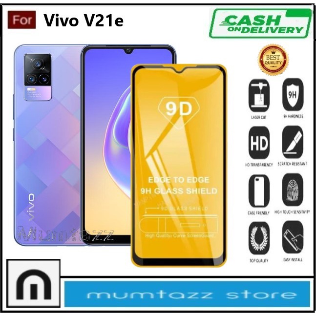 Promo Tempered Glass Warna Hp Vivo V21e Anti Gores Kaca Full Layar Full Glue Skin Protector Pelindun