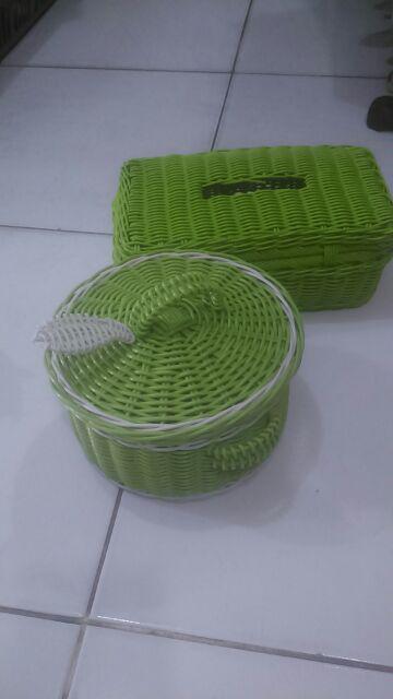 Keranjang Air Mineral / Tempat Aqua Gelas Rotan Sintetis Isi 16