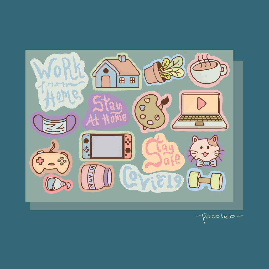 

Pocoloe: Sticker - Work From Home | Stiker masker Free Bubble Wrap | Sticker Bujo