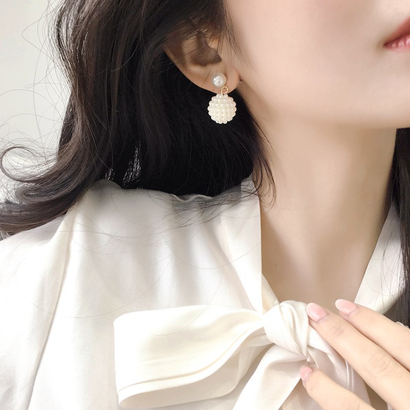 Manis Chanel gaya mutiara anting-anting anting-anting baru wanita temperamen anting-anting Jepang da