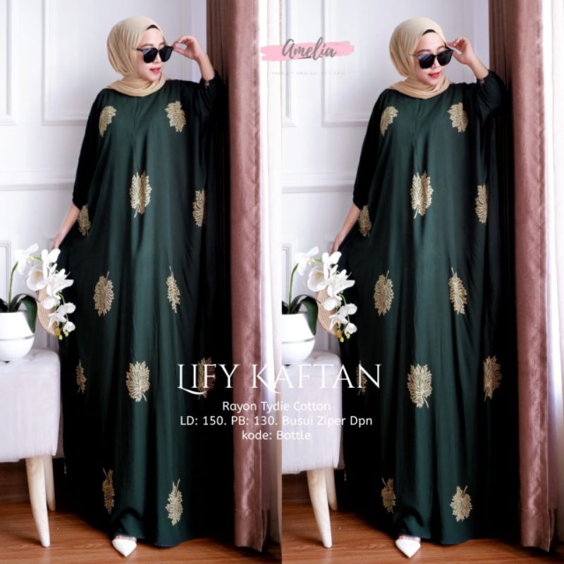 Kaftan Lify - Kaftan Wanita Jumbo Katun Rayon Batik Premium Busui Daster Gamis Batik Bigsize Fashion Muslim Kekinian LD 150 cm