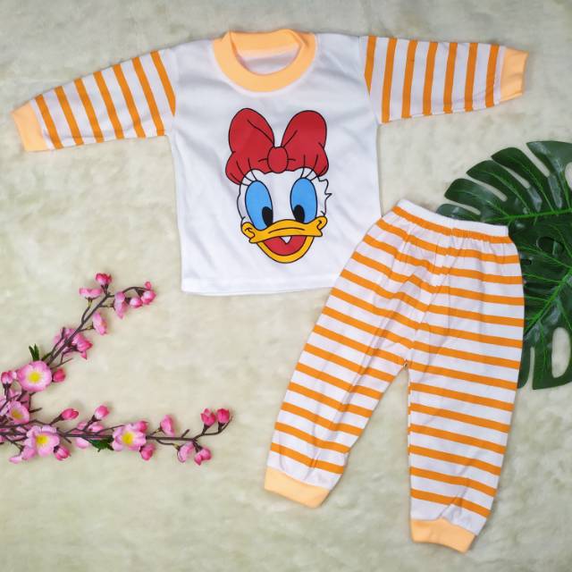 Setelan Baju Tidur Anak Size 0-12bulan / Pakaian Bayi / Piyama Bayi Gambar Bebek Desi