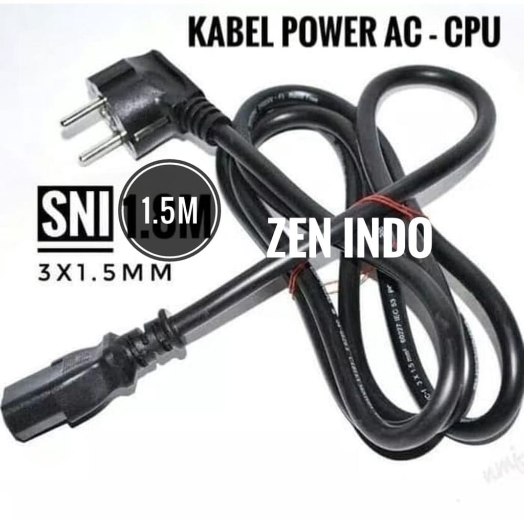 Kabel Power Monitor 3 X 1.5MM MURNI Panjang 1.5 Meter kualitas SNI