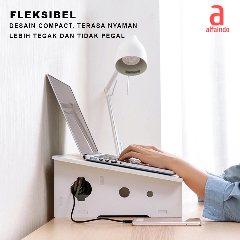 Alfaindo Rak Meja Laptop Portable Minimalis Tatakan Kayu WPC Anti Air - DC021