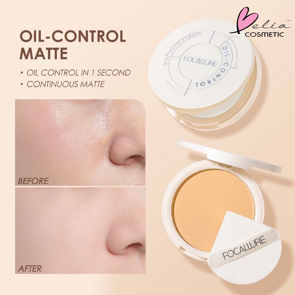 ❤ BELIA ❤ FOCALLURE Oil-Control Stay-Matte Powder FA236 | Bedak Hingga 12 Jam Two Way Cake | Bedak Padat | BPOM