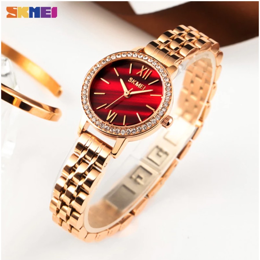 Jam Tangan Wanita SKMEI 1711 Stainless Steel Women's Watches Ladies Quartz Clock Anti Air