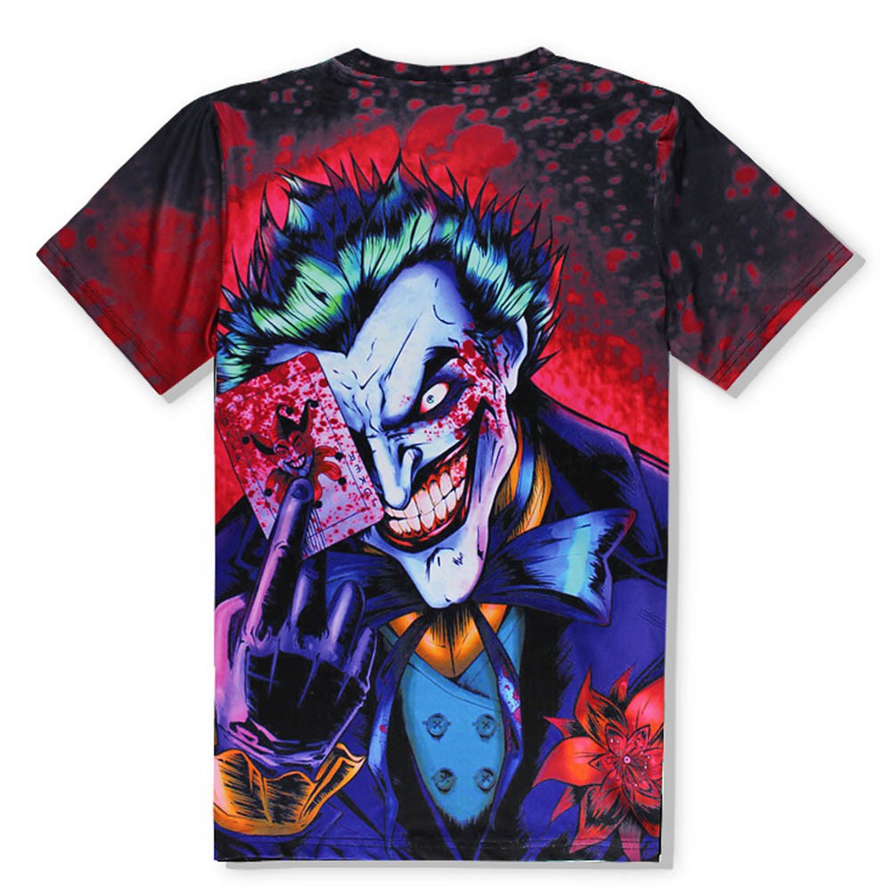 Kaos T Shirt Pria Dengan Gambar Kartun Joker 3D Dan Poker Digital Untuk Musim Panas