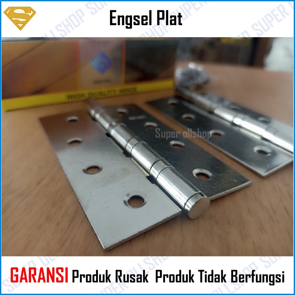 Engsel pintu plat 4 inch CP / Engsel jendela / Engsel pintu plat 4 inch GP/Engsel Pintu Rumah Silver Putih Kuning 4 baut