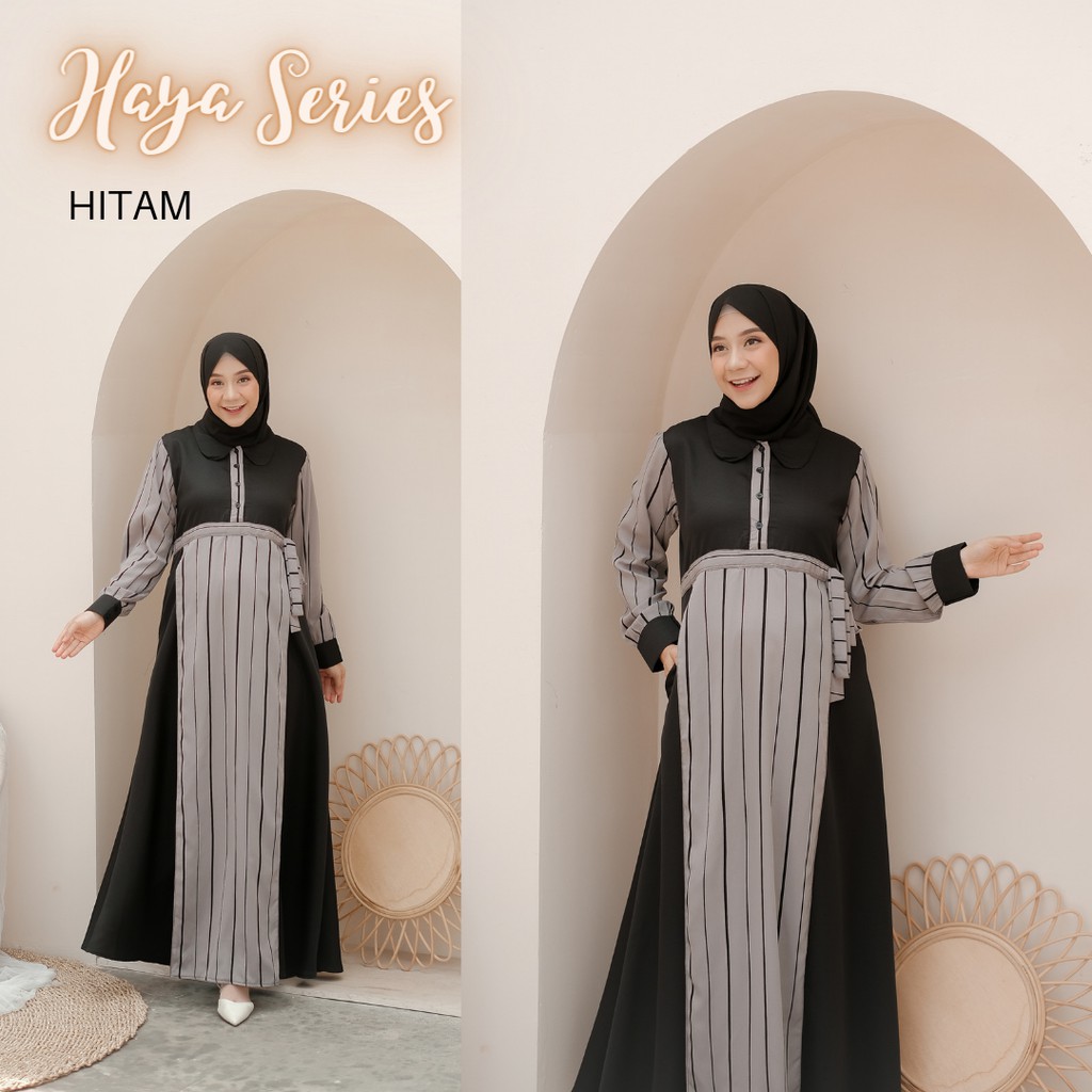 Baju Gamis Haya Dress Salur Bukan Baju Hamil