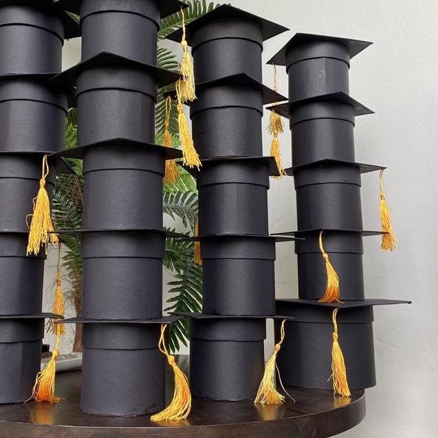 ♝ Bloom Box Topi Wisuda / Graduation Kotak Bunga Bulat ❅