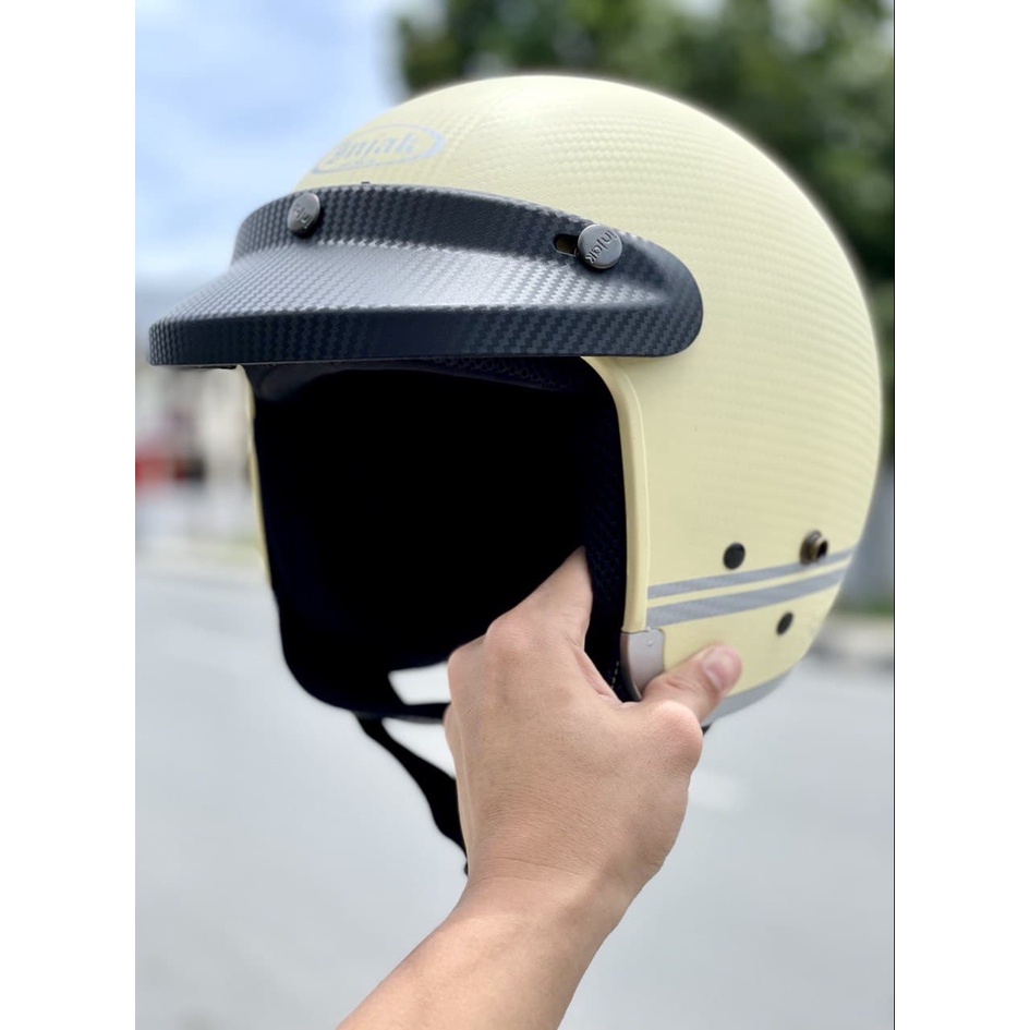 Helm Bogo Retro Dewasa Merk Injak Carbon Sni