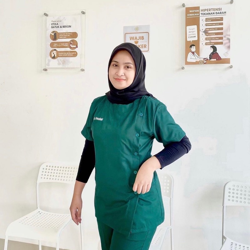 BAJU JAGA DOKTER PERAWAT / SCRUB KOREA STYLE / BAJU JAGA KANCING MODEL KOREA / BAJU OKA