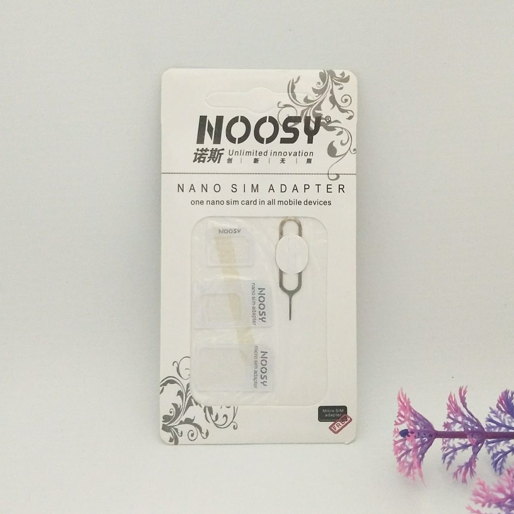 NOOSY Nano + Micro SIM Adapter + Ejector iPhone Adaptor Kartu - Tempat simcard HP - Adaptor Sim Card