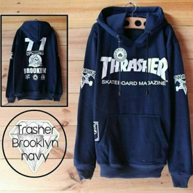 Jaket thrasher brooklyn navy