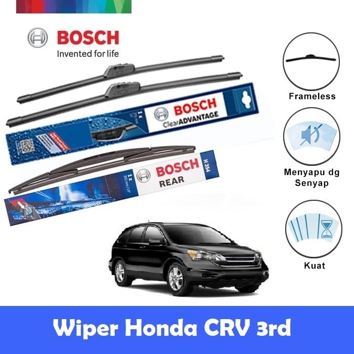 Wiper Depan Belakang Honda CRV 3rd GEN BOSCH frameless