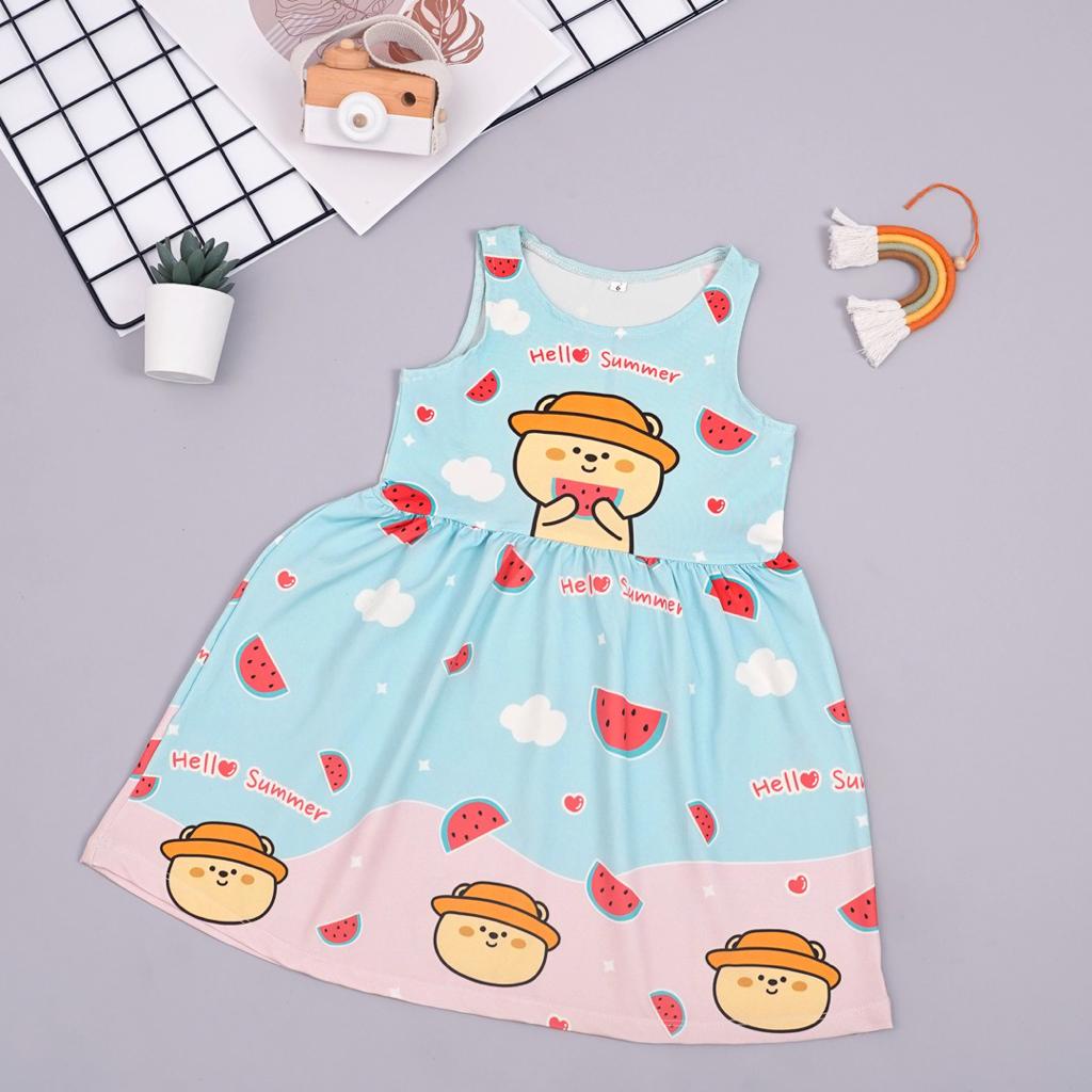 Dress Baju Anak Perempuan BOBA SEMANGKA Lengan Pendek / Daster Anak Cewek