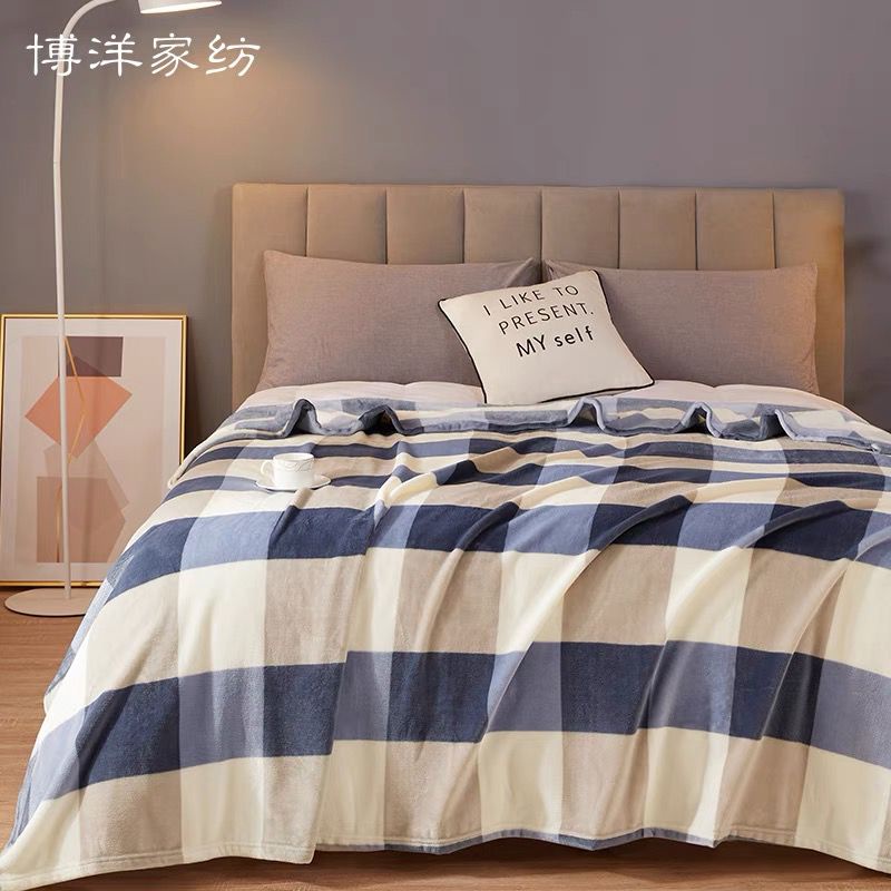 Selimut Bulu Halus 140x190 Motif Dewasa Aesthetic Blanket Termurah Terlaris Berkualitas New Arrival-KOTAK ABU NEW