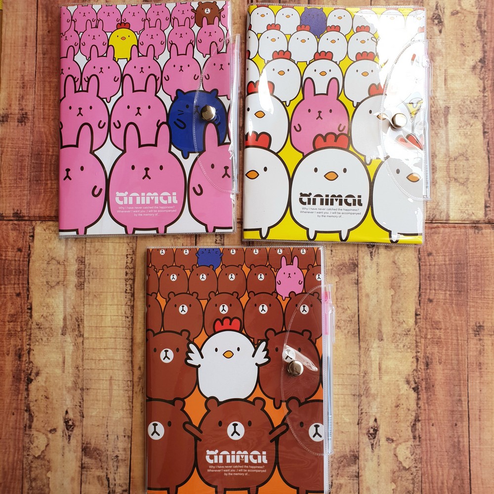 Diary Kancing A5 Cute Animal Bonus Pen 3609 - Buku Cute Animal A5 - Notepad HYN-223609