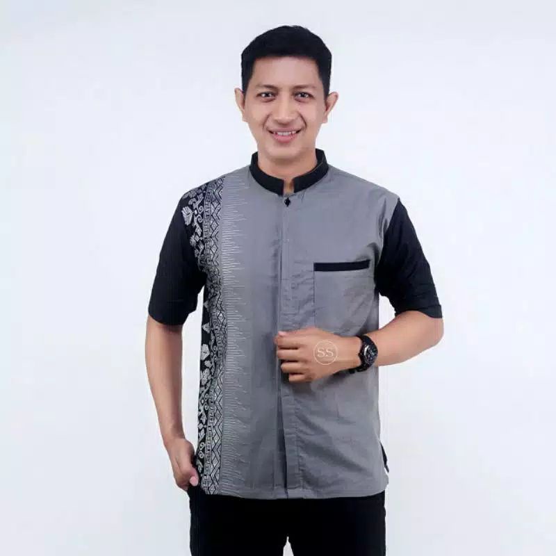 Koko Batik Fashion Muslim Kombinasi C07 AI Hijau M L XL Dewasa