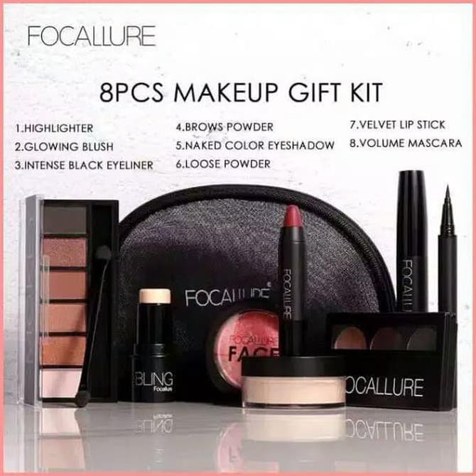 FOCALLURE Set 8 in 1 With Pouch Original Make Up Wanita |ORIGINAL KUALITAS |HOTLIST | TERBARU |
