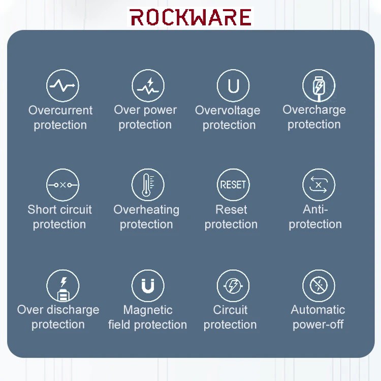 ROCKWARE 818D - 7 USB Port and 1 PD 18W Port Charging Station - 100W - Charger Multiport Up to 8