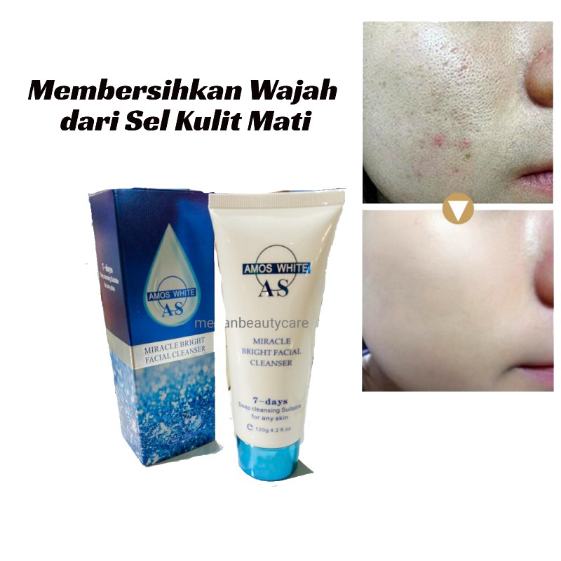 Amos White Facial Cleanser 120 gram Sabun Wajah Amos Miracle Bright Cleanser Pembersih Wajah