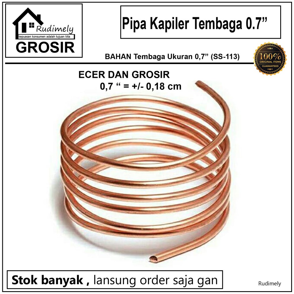 GROSIR Pipa Kapiler AC BAHAN TEMBAGA SS-113 Ukuran 0,07&quot; METERAN