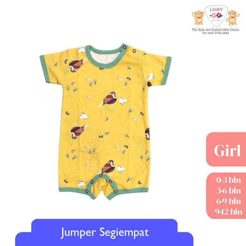 1 PCS LIBBY ROMPER PREMIUM / JUMPER LIBBY PENDEK SEGIEMPAT USIA 0-12 BULAN