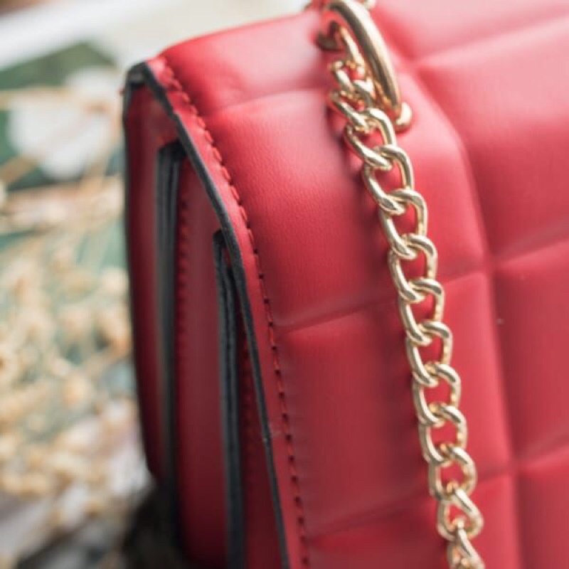 SG7544 syafniegalery tas tali rantai import motif kotak