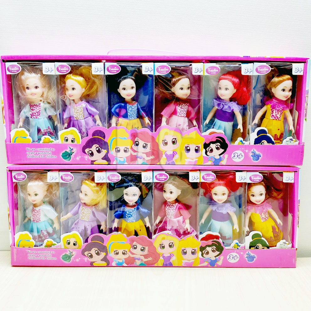 Boneka Berbie Mini Fashion Princess 049 Belle Cinderella Snow White Auora Rapunzel Ariel