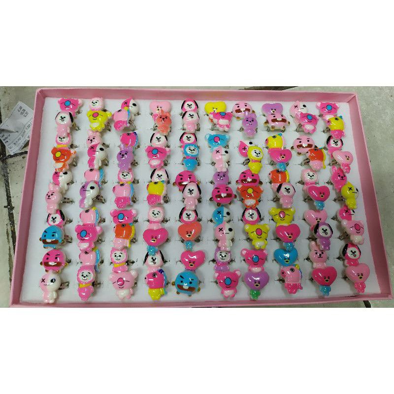 (100pcs) cincin anak karakter BTS cincin BT21