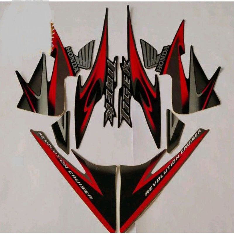 (BISA COD) Striping Tiger REVO 2012 lis Stiker strand ori Tiger Revo TIREV hitam merah 2012 2013 sti