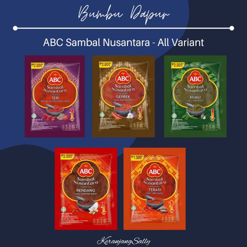 

[10sachet x 18gr] ABC sambal Nusantara GEPREK , RENDANG , HIJAU | bumbuvian bumbu dapur