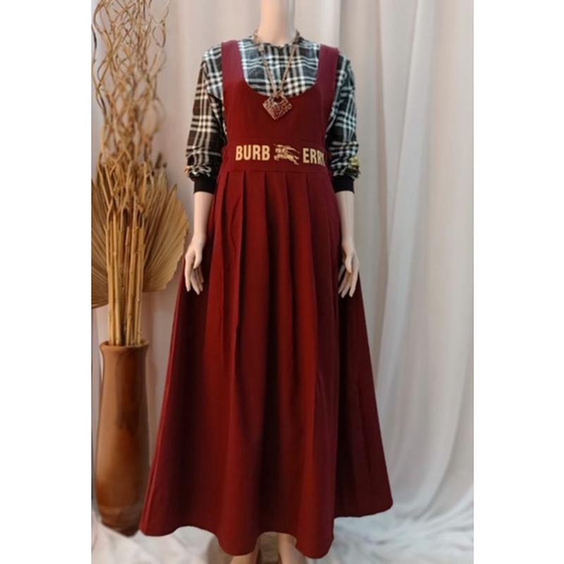 Ms (Cod) Emira Set Overall + Dalaman Katun Linen / Overall Remaja Maxi Dress Premium Overal Dewasa T