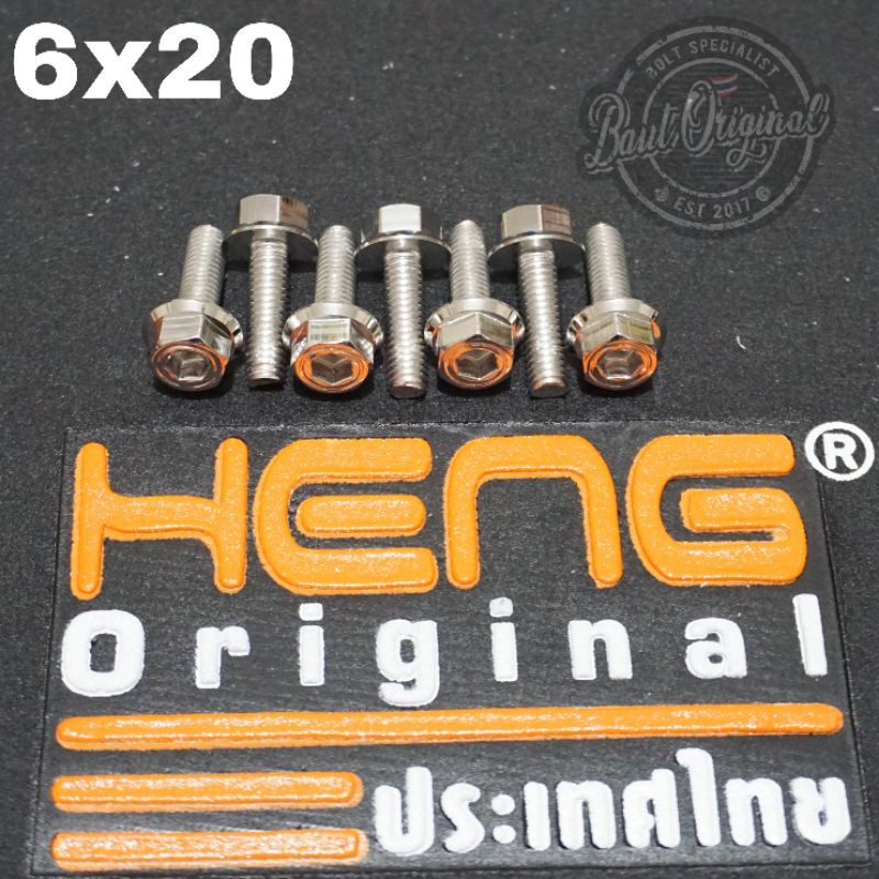 baut probolt 2kunci 2 kunci stainless 6x20 drat 10 panjang 2cm original heng thailand silver