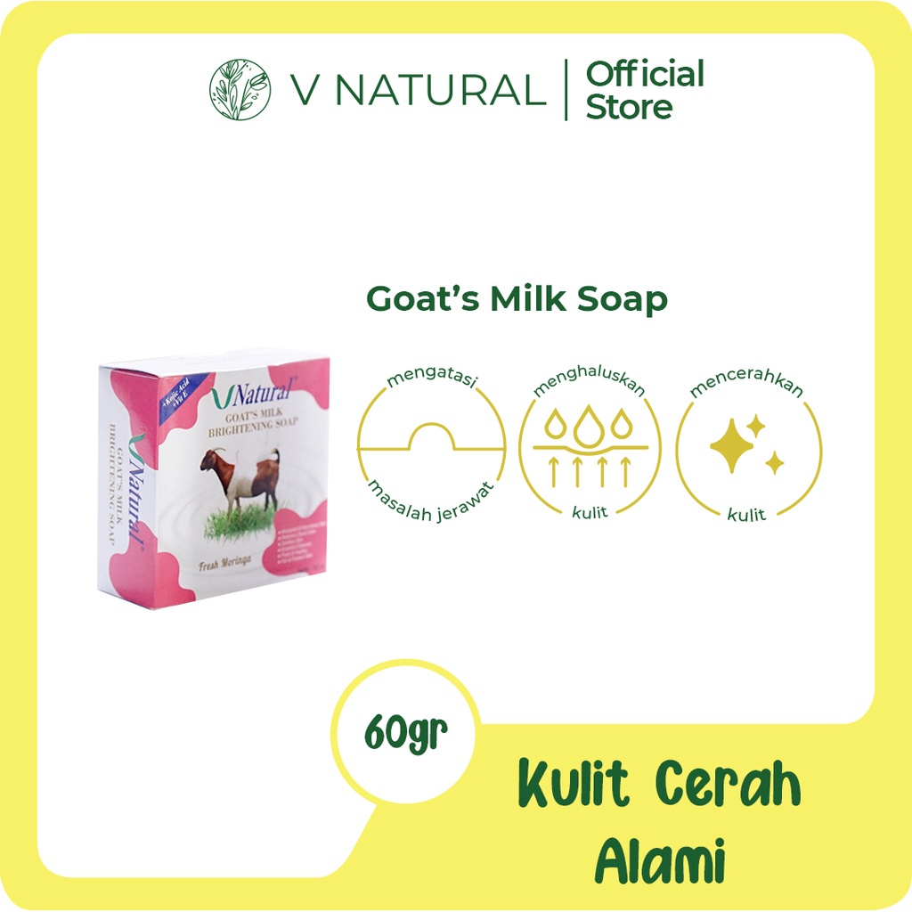 V NATURAL BRIGHTENING GOATS MILK FACIAL SOAP || SABUN WAJAH GOATS MILK