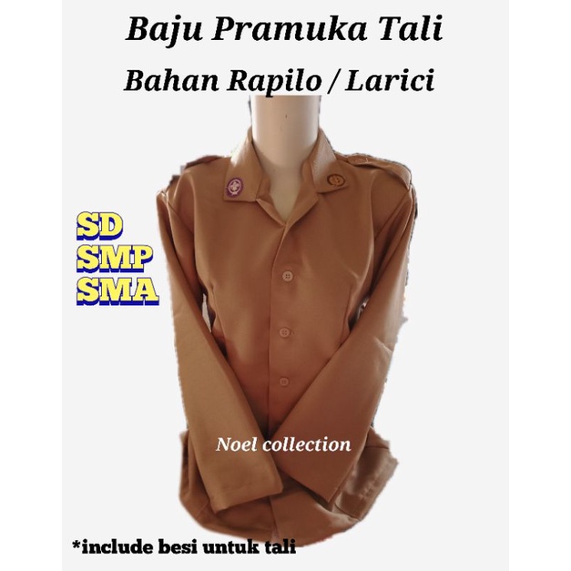 Baju Pramuka Perempuan Kantong Bawah Tali Gesper Samping Bahan Rapilo/Laricci