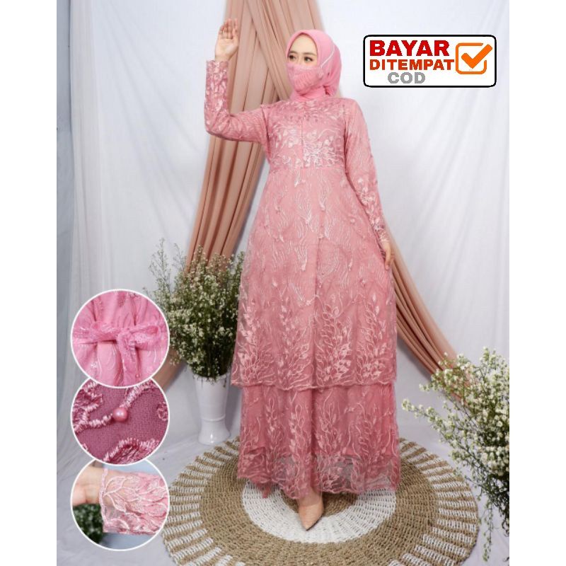 Gamis Brukat Tile Humaira L XL XXL/ Maxi Wanita /Maxi Terbaru / Maxi Muslim / Maxi Dress /-5