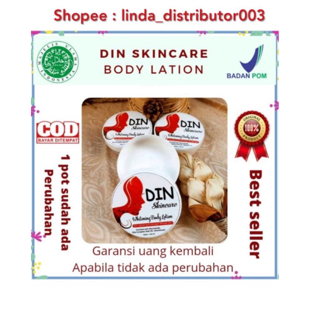 Body lotion dinskincare makassar /hb pemutih bpom ( tekstur cair )