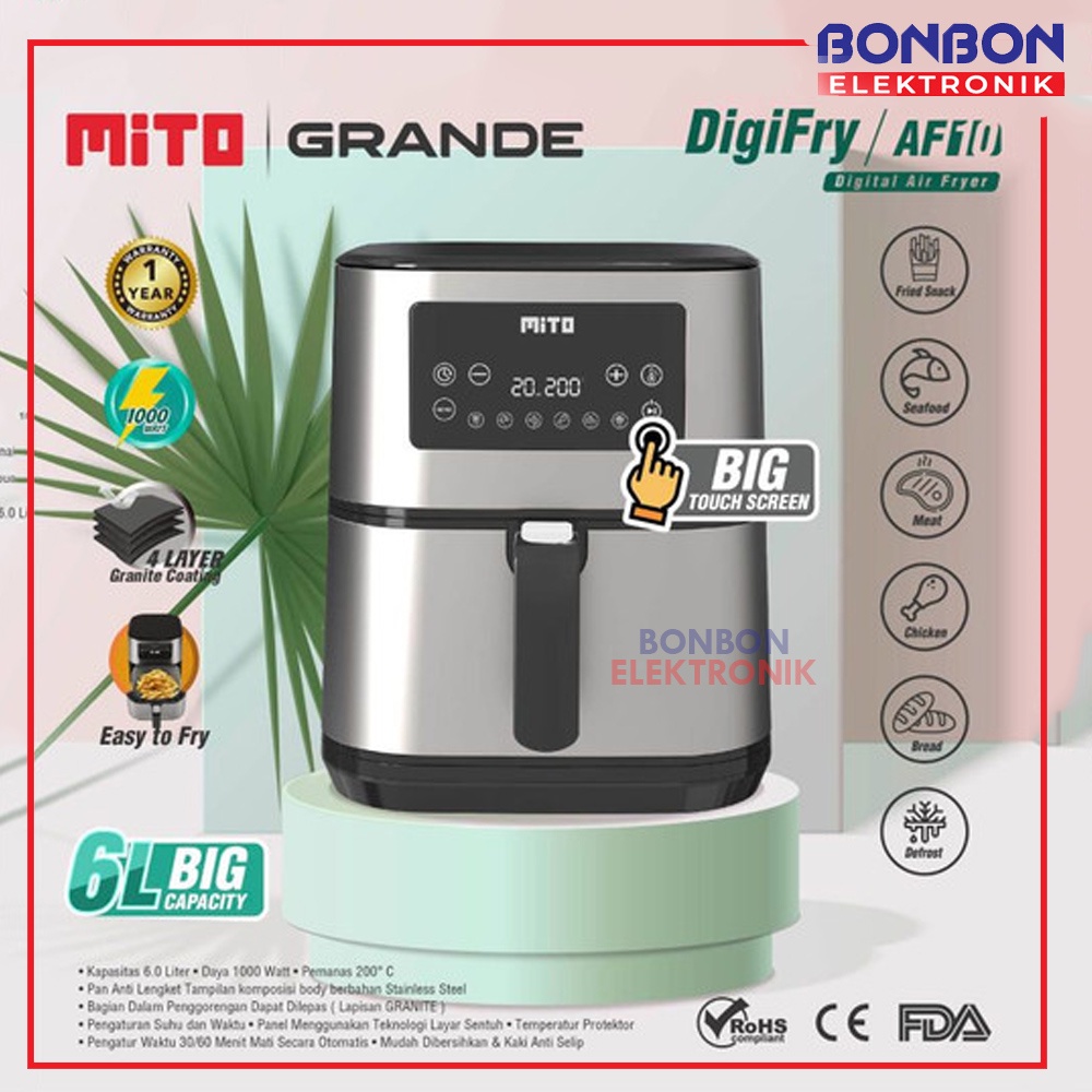 MITO Air Fryer Grande Digifry AF10 / Mitochiba Digital Airfryer AF-10 / AF 10 6L