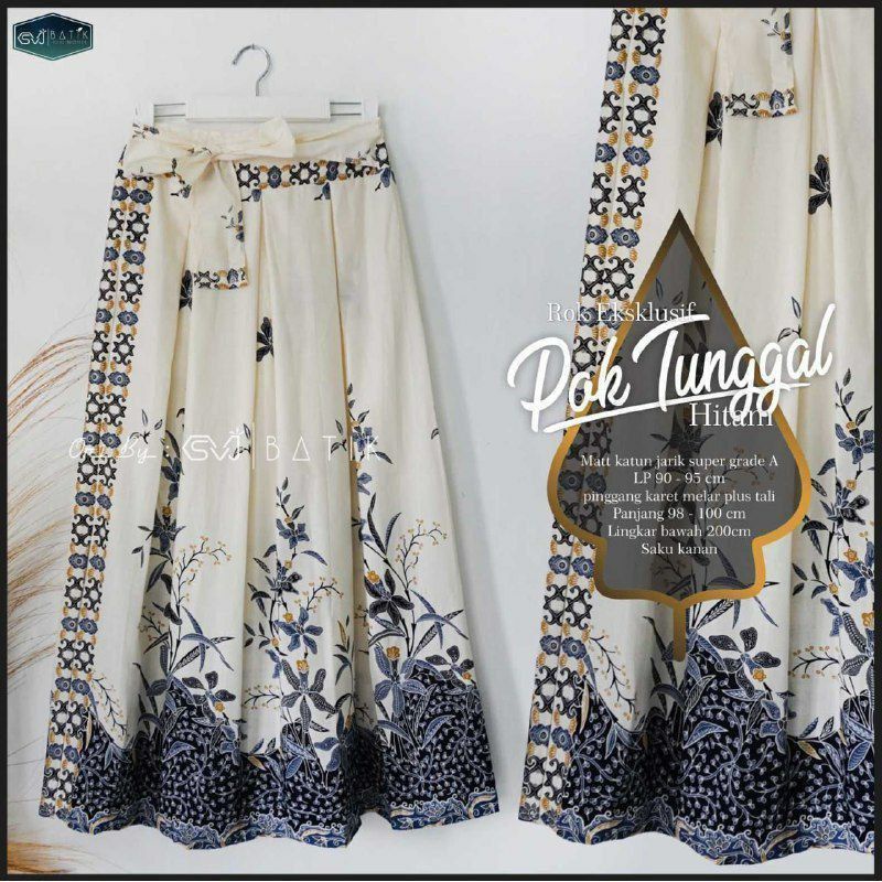 rok batik payung panjang karet jumbo rok big size modern premium rok batik unggul jaya pekalongan-pok tunggal