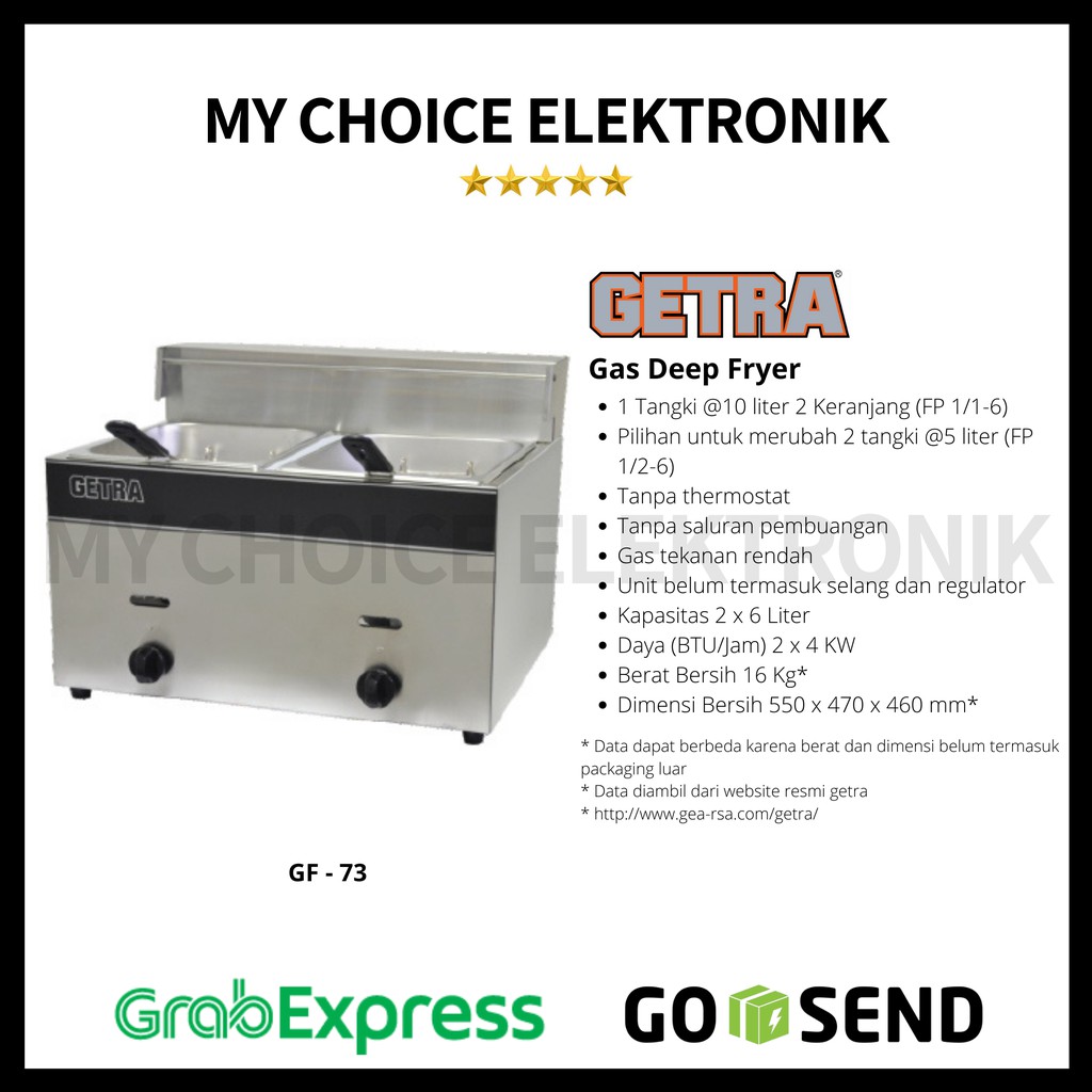 GETRA Mesin Penggorengan GF-73  (Gas Deep Fryer)