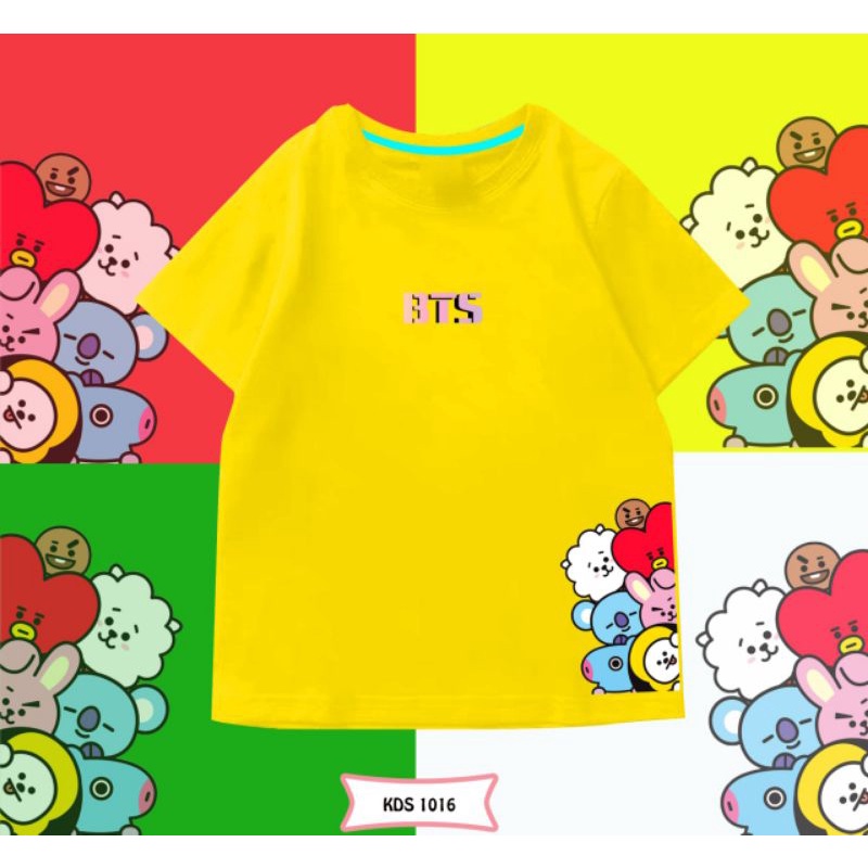 KAOS ANAK BTS CEWE COWO/LAOS ANAK BT21 UNISEX COTTON 24S ANTIBAKTERIAL