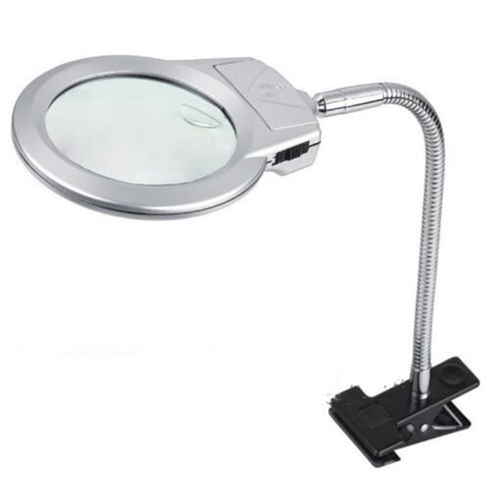 Lampu Meja Portable dengan Kaca Pembesar - MG15122-2B - Silver