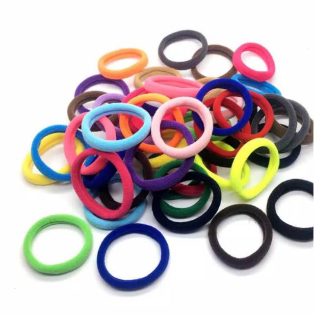 SATUAN Ikat Rambut Wol Polos Karet Elastis Mini Ponytail Hairband Srunchie-3