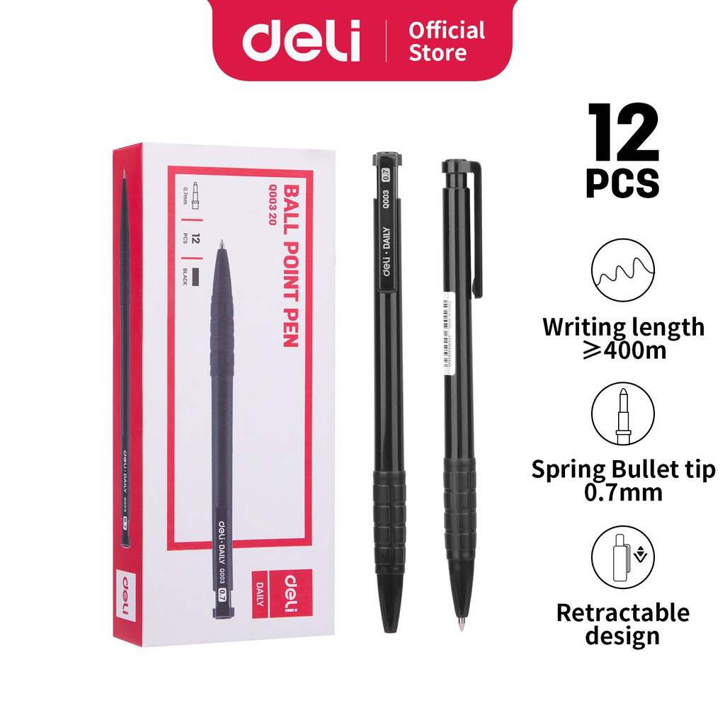 

Deli Ball Pen - 0.7mm Biru - 12 PCS/BOX - Tulisan yang Halus, Pegangan TPR, Pena Cetek EQ003X0