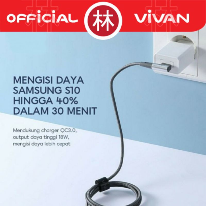 KABEL DATA GAMING Micro USB / lightning / type C / VIVAN BWM100S / BWL100S / BWC100S / BWM / BWC /BWL Fast Charging 2.4A 100cm 90° Android - ORIGINAL garansi resmi 1th