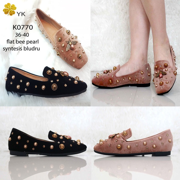Coklat Import - Ykshoes 0770 Flat Shoes Bludru Sepatu Wanita Import Flat Coklat Hitam