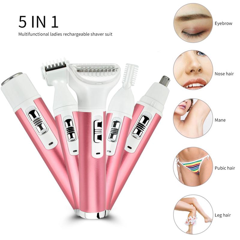 5 In 1 Rechargeable Epilator Hair Removal Nose Beard Eyebrow