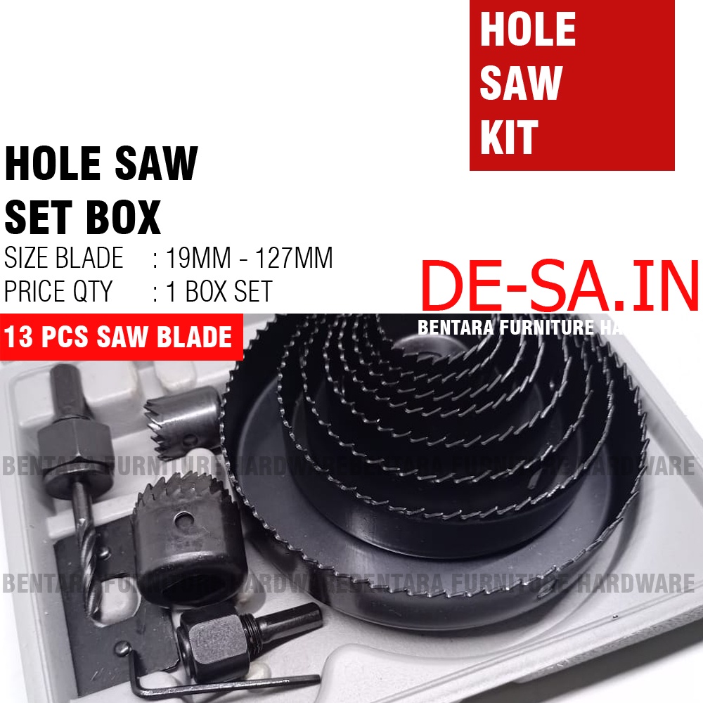 13 PCS SAW BLADES HOLE SAW SET MATA BOR KAYU KIT TOOL BOX